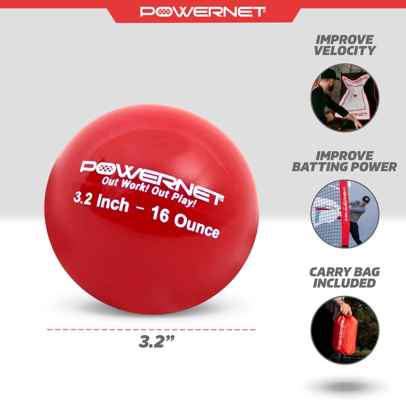 PowerNet 3.2" 6 Pack Weighted Training Balls for Hitting Batting, Build Strength & Muscle, Improve Technique, Training Equipment for Throwing, Softball Size (16 oz - Red) - Image 3